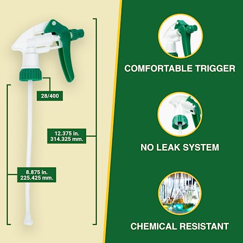 Heluva Green Spray Bottle Nozzle Replacement, Bottle Tops Only - Sprayer Nozzle Triggers for Heavy Duty, Commercial, Home Cleaning Solutions - Fits 8,16,24,32 oz Plastic & Glass Bottles, Green 13 pack - color: Green, size: 13 Pack