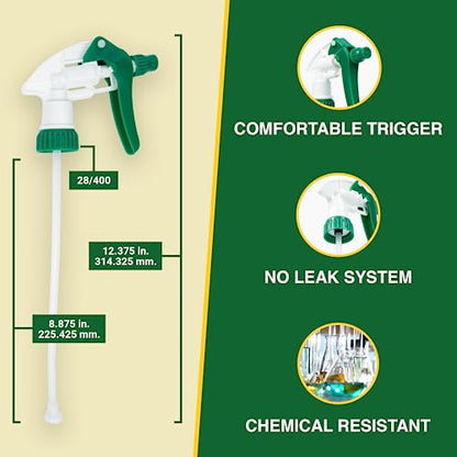 Heluva Green Spray Bottle Nozzle Replacement, Bottle Tops Only - Sprayer Nozzle Triggers for Heavy Duty, Commercial, Home Cleaning Solutions - Fits 8,16,24,32 oz Plastic & Glass Bottles, Green 6 pack - color: Green, size: 6 Pack