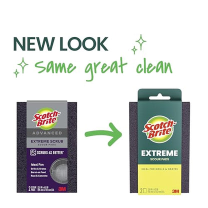 Scotch-Brite Advanced Extreme Scrub, Ideal for Grills and Grates, 12 Scour Pads