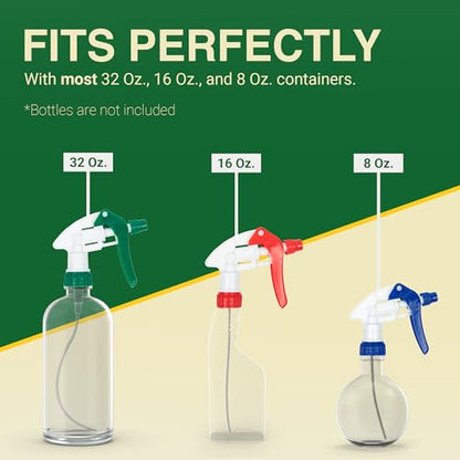 Heluva Green Spray Bottle Nozzle Replacement, Bottle Tops Only - Sprayer Nozzle Triggers for Heavy Duty, Commercial, Home Cleaning Solutions - Fits 8,16,24,32 oz Plastic & Glass Bottles, Mixed 3 pack - color: Mixed, size: 3 Pack