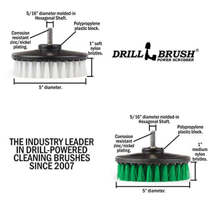 Drill Brush - Kitchen Tools - Grout Cleaner - Large Spin Brush Kit - Clean Stove, Oven Rack, Sink, Tile, Counter, Cabinets, Floors - Glass Cleaner - Upholstery, Leather, Fabric, Vinyl - Carpet Cleaner - color: Green / White