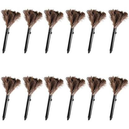 Retractable Feather Duster-Genuine Ostrich Feathers,Anti-Static,Reusable Eco-Friendly Handheld Cleaning for Keyboard,Home,Car,Office(10 to 15 Inches) 12Pack - color: Natural-15in-stylea-12pcs