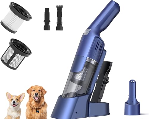 Handheld Vacuum Cordless, 24KPA Powerful Car Vacuum, Rechargeable, Charging Dock, Ergonomic Handle, 2-in-1 Crevice Tool, 1.8lb Portable Vacuum Cleaner with 2-Speed for Car, Home - color: Sky Blue