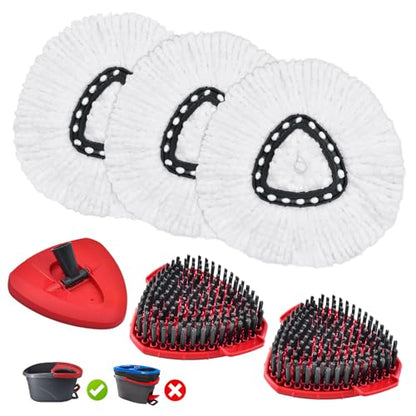 Mop Heads Replacements for Ocedar, Mop Replace Head for O Cedar EasyWring 1-Tank Spin Mop, 6 Mop Heads Include 3 Microfiber Mop Refills, 2 Upgrade Scrubber Mop Head, 1 Mop Base for O-Cedar Mop - size: for ocedar easywring 1-tank