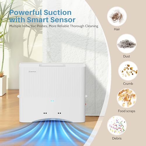 Keenhot Touchless Vacuum Automatic Dustpan - 20Kpa Suction Ultra Fast & Powerful Hair Vacuum for Sweeping Salons Pet Hair Food Dirt Home Kitchen Compact Electric Canister Vacuum Cleaner（White） - color: White