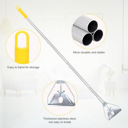 Mop Handle Commercial Heavy Duty - 57 Inch Industrial Metal Mop Stick Replacement for Floor Cleaning - Professional Mops Head Replacement Holder - color: Yellow 1 - Metal Clamp
