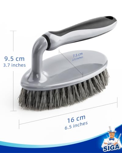 MR.SIGA Heavy Duty Scrub Brush with Comfortable Grip, Cleaning Brush for Bathroom, Shower, Sink, Floor, 2-Pack