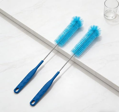 15.5 Inch Long Bottle Brush Set, 0.9” & 1.6” Dual Brush Heads, Fits Bottles with Openings Over 1 Inch, Soft Nylon Bristles for Water Bottles, Kombucha Bottles, Wine Decanters & Mason Jars, 2 Pack