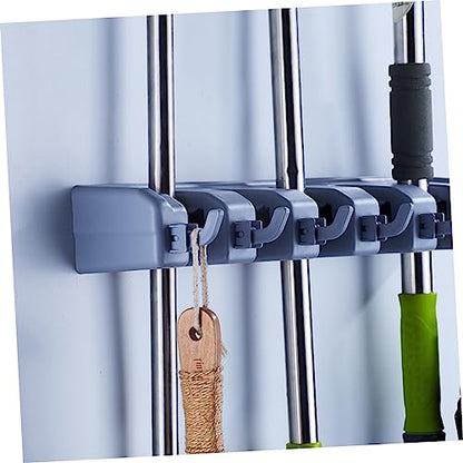 Mobestech Wall-mounted Mop Stand Bathroom Organizers for Holders Hook Wall Storage Organizer Kitchen Mop Broom Holder Over The Door Organizer Wall Mounted Storage Tool Storage Rack Blue