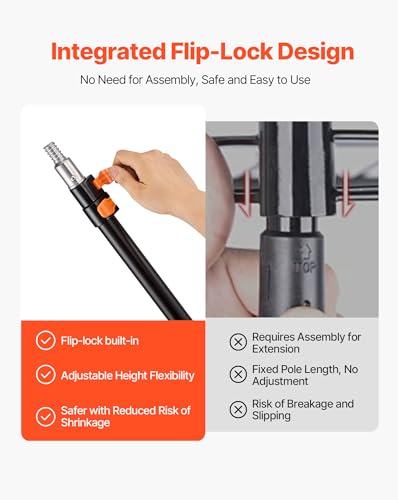 VEVOR Telescopic Extension Pole, 2-4 FT Multi-Purpose Extendable Pole, Sturdy Aluminum Alloy Paint Pole Extension with Flip-Lock Design, High Reach Roller Stick for Painting, Dusting and Cleaning - style: 2-4 FT