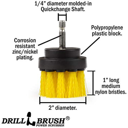 Bathroom Cleaning Brush - Shower Drill Cleaning Brush - Grout and Tile Cleaning Brush - Bathtub Cleaning Brush - Power Cleaning Brush - Shower Scrub Brush - Drill Cleaning Scrubber Brush Kit for Home - color: Yellow