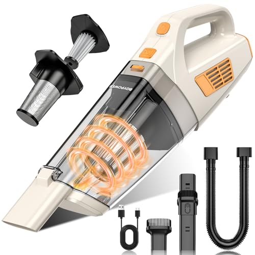 BQYPOWER Handheld Vacuum Cordless, 16000PA Strong Suction Hand Held Vacuum Cordless Rechargeable with Multiple Accessories, Portable Car Vacuum Cleaner High Power for Car Home Office - color: Beige/Orange