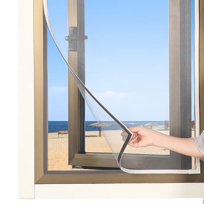 Magnetic Window Screen DIY Adjustable Window Mesh Screen Replacement Window Net Fits up to 48"x 44" White Frames with Fiberglass Mesh - size: 48"X 44"