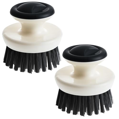 Dish Scrub Brush,Ergonomic Grip Palm Brush,Kitchen Scrub Brushes for Cleaning, Dish Scrubber with Stiff Bristles for Sink, Pots, Pans - color: Black of 2