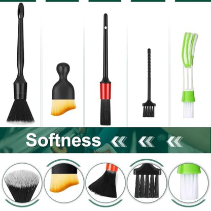 Fitosy Car Interior Duster Detail Brushes, Soft Bristles Brush Car Accessories for Cleaning Dashboard Air Vent Crevice, Detailing Dusting Tool Kit for Auto Truck SUV RV