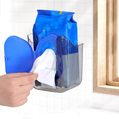 Flushable Wipes Dispenser Wall-Mounted Tissue Box Kitchen Wipes Storage Wipe Holder for Bathroom Bedroom Kitchen Toilet (Translucent Gray) - color: Transparent Gray