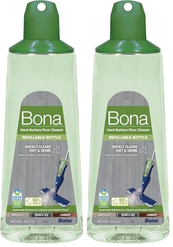 Bona Multi-Surface Hard Floor Cleaner Spray Mop Cartridge-34 fl oz - Unscented-Refillable - Residue-Free Floor Cleaning Solution Spray Mops - Stone, Tile, Laminate, & Vinyl Floors (Pack of 2) - size: 34 fl oz (Pack of 2)