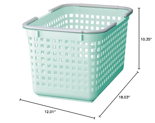 Like-it│SCB-4│Daily use inside or outside of the home. Movable handles make it easy to carry around.|Bathroom essentials, kid's toys, tools, and gardening.|18.03" x 12.01"x 10.35"| Mint Blue |6.6 gal - color: Mint Blue, size: 25ℓ, style: Square
