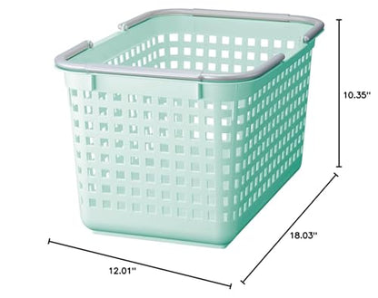 Like-it│SCB-4│Daily use inside or outside of the home. Movable handles make it easy to carry around.|Bathroom essentials, kid's toys, tools, and gardening.|18.03" x 12.01"x 10.35"| Mint Blue |6.6 gal - color: Mint Blue, size: 25ℓ, style: Square