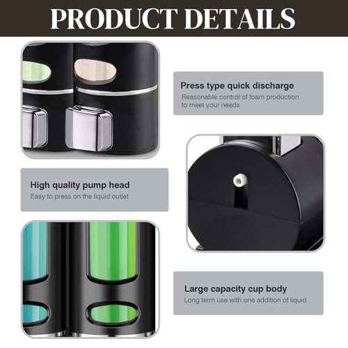 Hand Liquid Soap Dispenser Wall Mounted, 400ml Bathroom Shower Dispenser, Shower Pump Dispenser and Organizer for Bathroom Kitchen Hotel, Refillable Liquid Lotion Soap Dispenser (2Pcs) - color: Black 2pcs