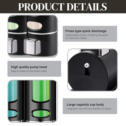 Hand Liquid Soap Dispenser Wall Mounted, 400ml Bathroom Shower Dispenser, Shower Pump Dispenser and Organizer for Bathroom Kitchen Hotel, Refillable Liquid Lotion Soap Dispenser (2Pcs) - color: Black 2pcs