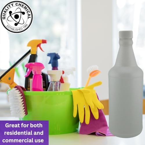 Quality Chemical Reusable 32 Oz Plastic Spray Bottle – BPA-Free, Leak-Resistant, Secure Screw-on Lid, Ergonomic Grip, BPA Free, HDPE Plastic, Stackable, Versatile Design for Storage (Pack of 4)