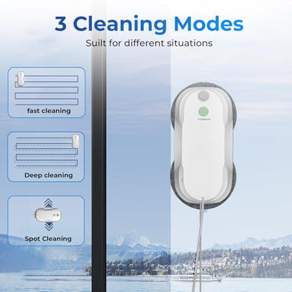 Tosima W5 Window Cleaning Robot, 6400Pa Max Adaptive Suction, Auto-Spray Smart Window Cleaner with Triple Safety System, Intelligent Navigation, Remote Control, for All Smooth Surfaces, White - color: White