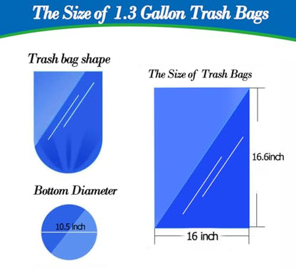 1.3 Gallon 120 pcs (1.2-1.3 Gal) Small Black Trash Bags, Strong 1.2 Gallon 1.3 Gallon Garbage Bags, Bathroom Trash Can Bin Liners,Mini Bags Waste Basket Liner,Fit 5-6 Liter, 1-1.3 Gal-Black-120 - style: 1.3Gal Black-120