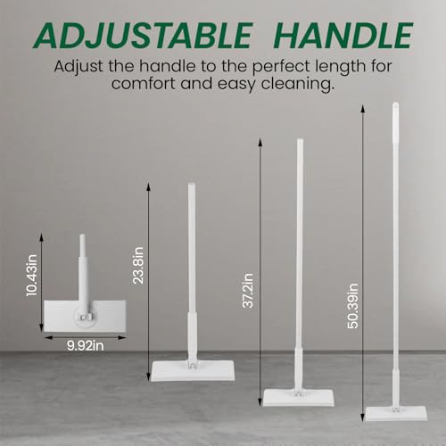 Reusable Microfiber Floor Mop System, Wet & Dry Sweeper Kit, Includes 1 Sweeper Handle, 10 Disposable Power Mop Pads, Dry & Wet Use for Hardwood, Tile, and Laminate Floor