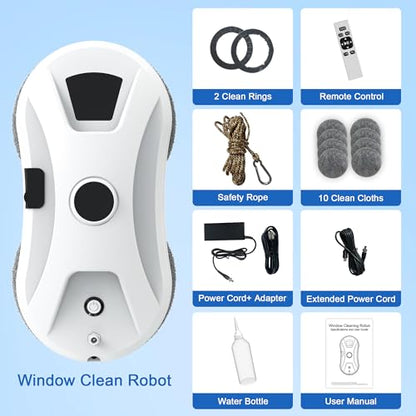 Automatic Window Cleaning Robot, Smart Robot Window Cleaner | window cleaning robot inside and outside with Spray,3000Pa Suction, Intelligent Path Planning, Remote Control for High Glass