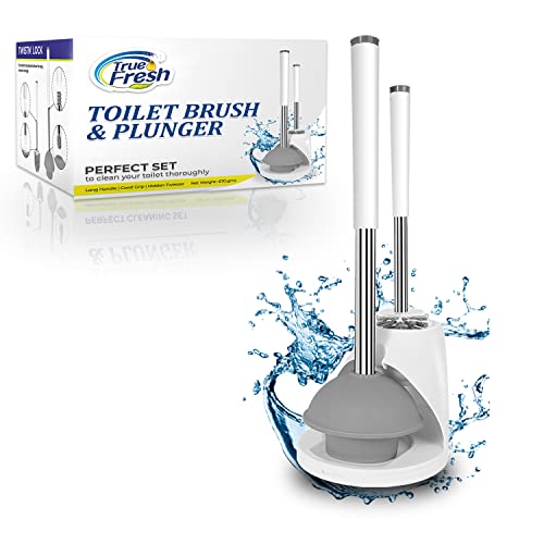 True Fresh 15-Pack Washing Machine Cleaner Tablets (12-Month Supply) & 2-in-1 Toilet Brush & Plunger Set - Ultimate Deep Cleaning for a Fresh, Sparkling Home