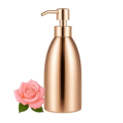 304 Stainless Steel Soap Dispenser 16oz Rust-Proof Liquid Soap Pump Bottle for Kitchen or Bathroom Countertop Hand Dish Lotion Leak-Proof (Rose Gold) - color: Rose Gold