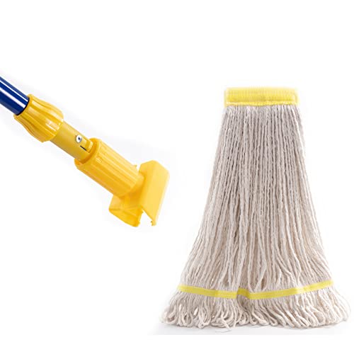 Matthew Cleaning Commercial Quick-Change Iron Mop Handle for Floor Cleaning Heavy Duty Mop Stick Replacement 60inch Jaw Clamp-Style Wet Mop Gripper Holder Handle 12 Packs - color: Small Jaw Clamp - Blue