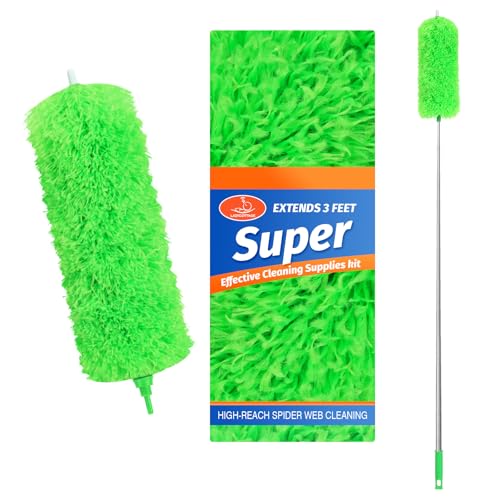ZZ LAZYCOTTAGE Ceiling Fan Cleaner Duster, Microfiber Feather Duster with Adjustable 91.5" Telescopic Pole & Flexible Head, Extended Dusters for Ceiling Fan, Vents, Home, Blinds, Cars - color: Green