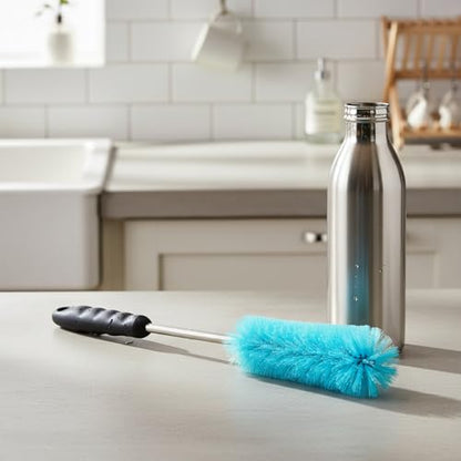 Long Handle Bottle Cleaning Brush for Narrow Neck Containers, Durable Nylon Bristles, Blue - size: 14.96 x 2.36 x 2.76 in