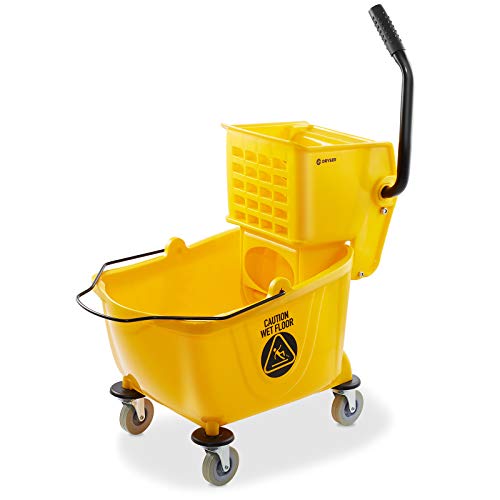 Dryser Commercial Mop Bucket with Side Press Wringer, 26 Quart, Yellow - color: Yellow