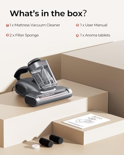 JIGOO J300 Pro Matture Vacuum Cleaner with 14Kpa 550W Powerful Suction, Infrared, UV & Heating Tech for Deep Cleaning, Anti-Allergen Bed Vacuum with Dust Sensor & Plant Fragrance for Bed, Sofa, Crib - color: Silver