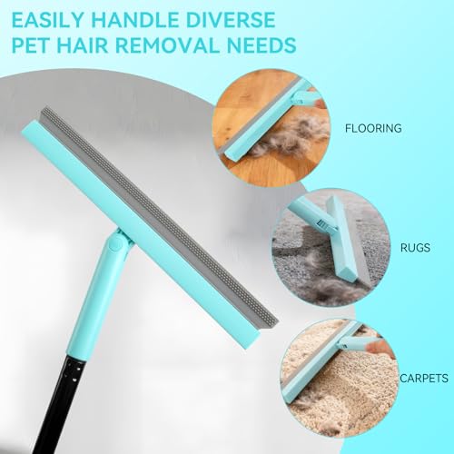 Michao Floor Squeegee with 180° Rotating Head,with Rubber Broom for Carpet Pet Hair Remover,air Broom,for pet Removal Fluff Carpet, Hardwood Floor, Cleans Glass, Fine Dust, Hair, Liquid (Black)