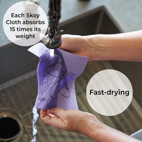 Skoy Cloth, 8-Pack Versatile Swedish Dishcloths for Kitchen and Household Use, Reusable Cleaning Cloths, Planet-Friendly, Dishwasher and Dryer-Safe, Purple - color: Purple, size: 8-Pack