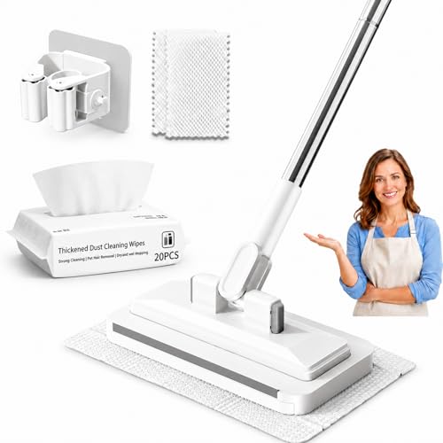 Hands-Free Multi-Purpose Flat Mop, 2026 Upgraded One-Click Cloth Attachment Lazy Cleaning Tool with 360° Swivel Head, Lightweight Dry Wet Cleaner for Floor, Wall, Bathroom and Kitchen (1Pcs) - color: 1pcs