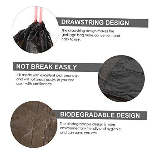 CALLARON Thickened Drawstring Garbage Bags 5-Pack Large Multi-Color Kitchen Trash Bags Sturdy Disposable Rubbish for Home and Office Use - color: black
