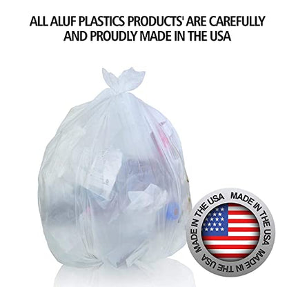 Aluf Plastics High Density Trash Bags, 10 Gallon, 1000 Count, 6 Micron (eq), 24" x 24", Clear, for Bathroom, Office, Industrial, Commercial, Janitorial, Municipal, Recycling - color: Clear, style: 7-10 Gal, 6 Micron Equiv, 1000 Count