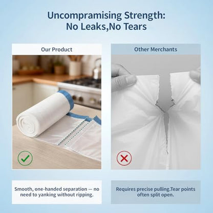 18 Gallon Trash Compactor Bags with Drawstring, 1.7 Mil, 120 Count | Tear-Free,Heavy Duty,Leakproof,Strong Tall Kitchen Garbage Can Liners,White,Fit 60 - 70 Liter Waste Bins,for Home Yard Lawn - color: 18gal-120