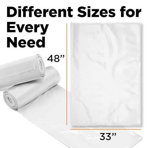 42 Gallon Trash Bags, 3 Mil Contractor Bags, Large Trash Can Liners, 33 x 48", For Large Trash Cans - For Outdoor, Lawn, Custodian, Landscape, Leaf, Recycling - Made in USA - (CLEAR, 50 COUNT)