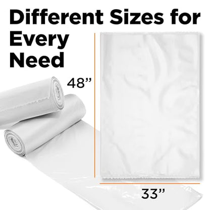 42 Gallon Trash Bags, 3 Mil Contractor Bags, Large Trash Can Liners, 33 x 48", For Large Trash Cans - For Outdoor, Lawn, Custodian, Landscape, Leaf, Recycling - Made in USA - (CLEAR, 50 COUNT)