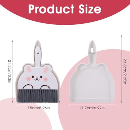 Upgrade Small White Broom and Dustpan Set, Hand Dustpan and Brush Set, Cute White Mini Broom and Dust pan Sets, Little Dust Pan for Home Use Tabletop Debris Cleaning Pet Guinea Pig Cages - color: Gray