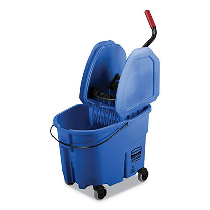 Rubbermaid Commercial WaveBrake 2.0 35 QT Down-Press Mop Bucket and Wringer, Blue, Heavy Duty Mopping/Cleaning for Professional/Janitorial Use - color: Blue