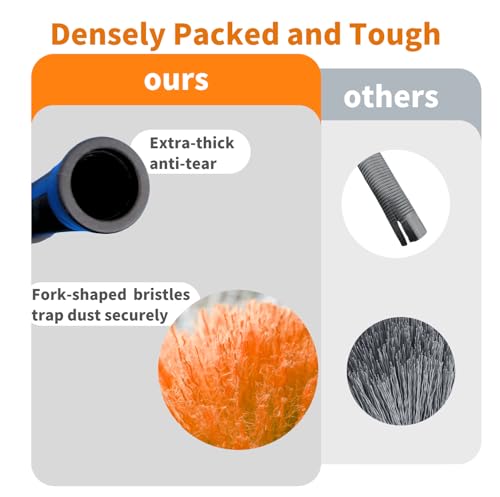 3 Pack Screw on Webster Cobweb Duster Head for Pole,Spider Web Remover Brush, Cobweb Duster Head Attachment,Fits Standard 3/4 inch Threaded Poles (3, Orange) - color: Orange