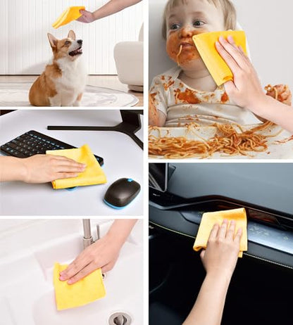 KitchLife Microfiber Cleaning Cloth Roll - Tear-Away Reusable Microfiber Paper Towels, Lint-Free, Washable, 20 Sheets for Kitchen, Car, Dishes, and Sensitive Surfaces (Yellow) - color: Yellow