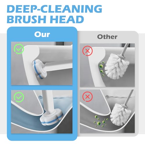 Disposable Toilet Brush Cleaning System, 2pcs Wands with 104pcs Replacement Heads, Stick for Toilet Cleaning,Wands with Refills Pads, Wall Mounted Toliet Wand for Bathroom, Toilet Brush and Holder Set - color: High Base